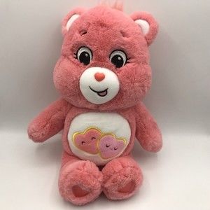 Care Bears Loves A Lot Bear 13" Pink Plush Stuffed Animal Two Hearts Tummy 2020